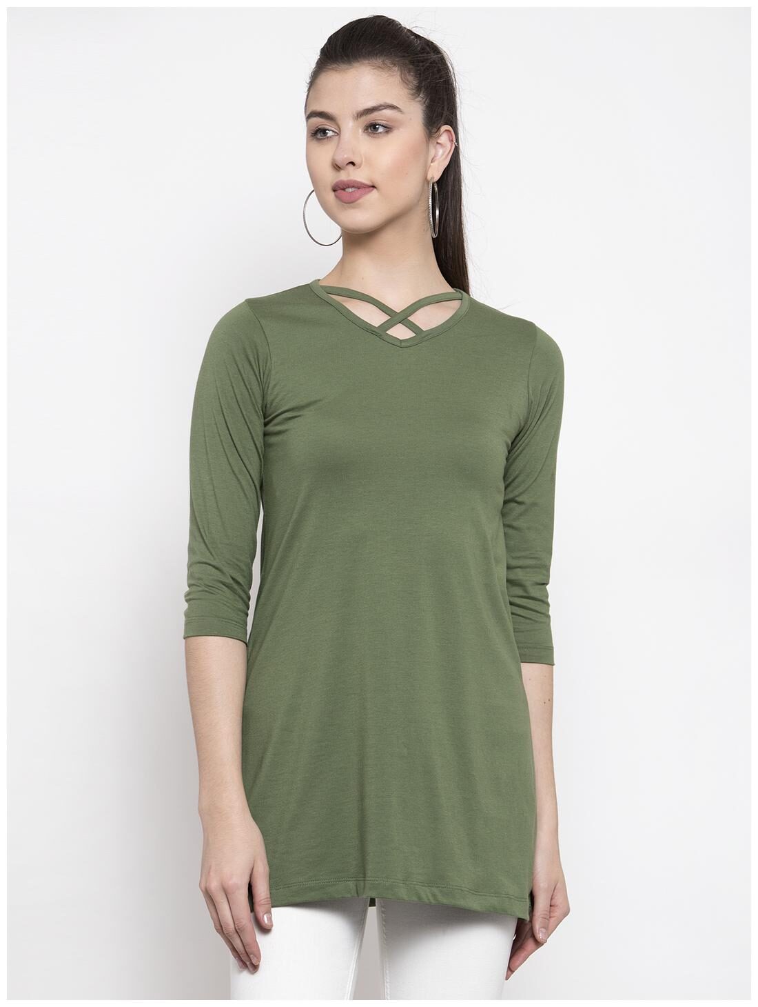 

Kalt Women Solid Regular tunic - Green
