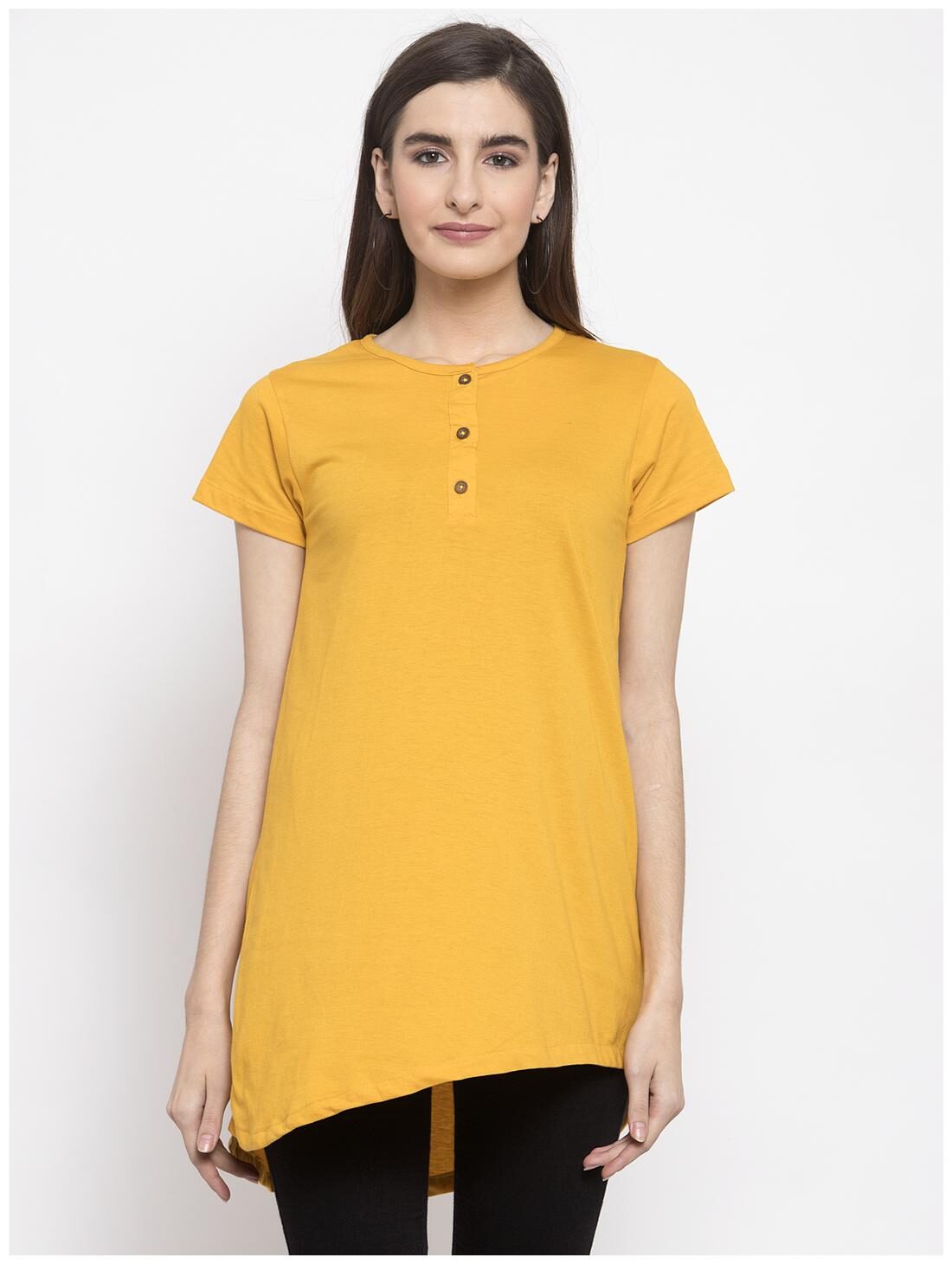 

Kalt Women Solid Regular tunic - Yellow