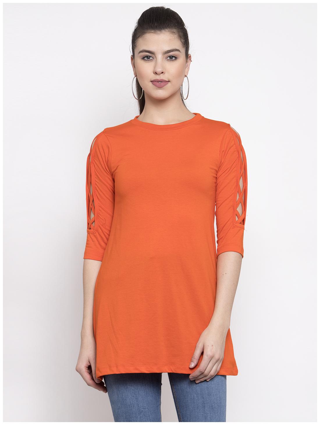 

Kalt Women Solid Regular tunic - Orange