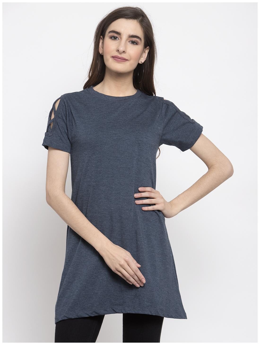

Kalt Women Cotton Blend Regular Tunic -Blue