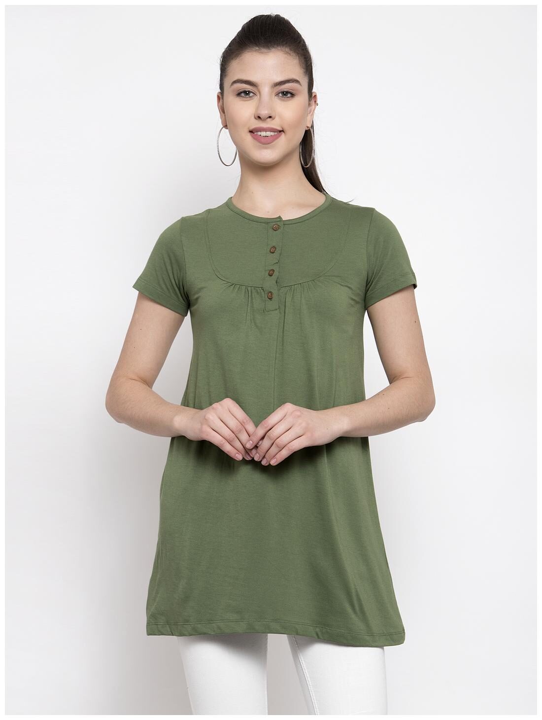 

Kalt Women Colourblocked Regular tunic - Green