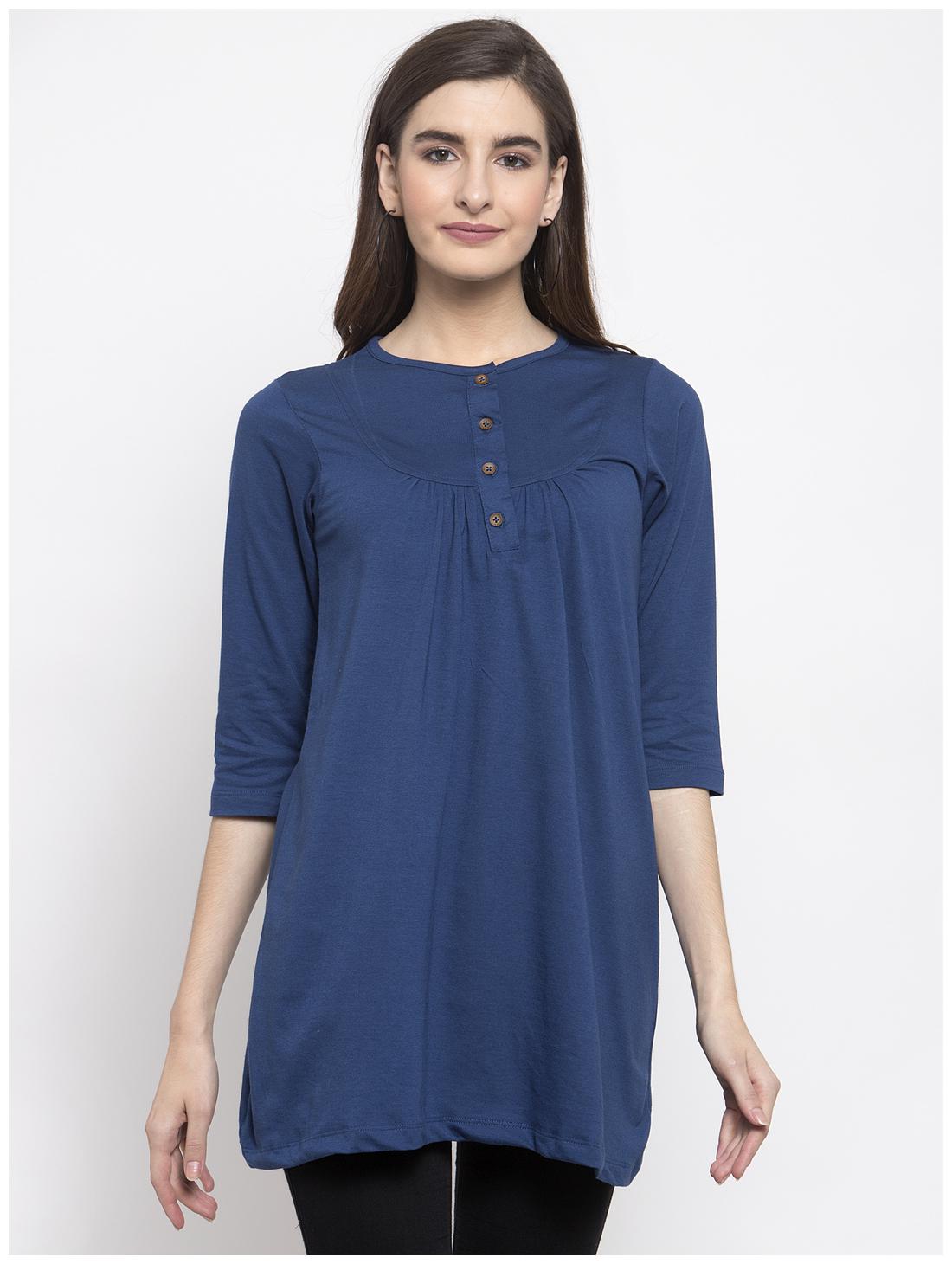 

Kalt Women Solid Regular tunic - Blue