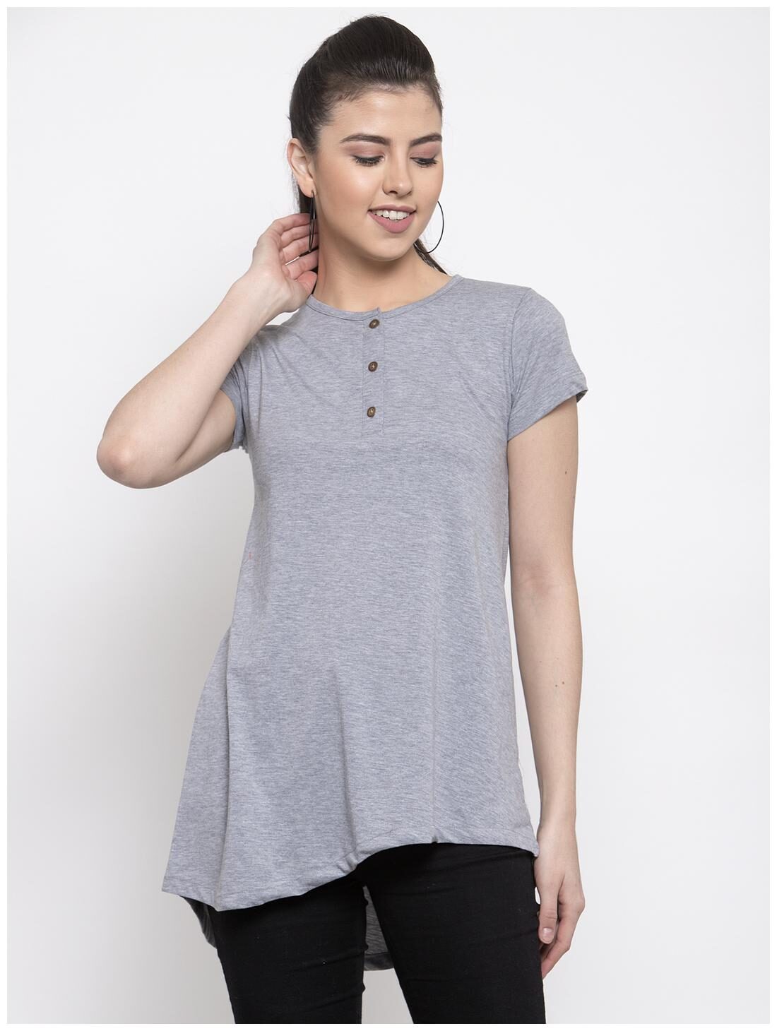 

Kalt Women Solid Regular tunic - Grey