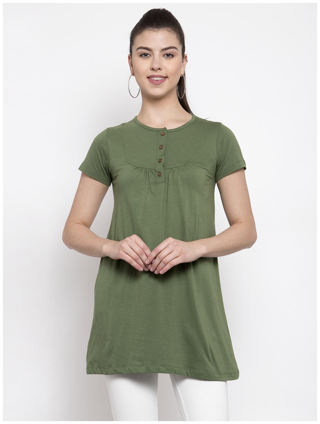 

Kalt Women Colourblocked Regular tunic - Green