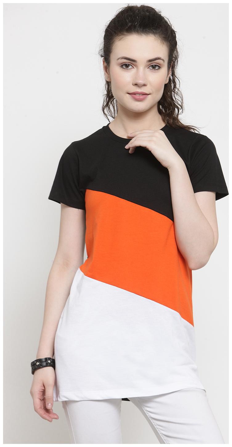 

Kalt Women Half Sleeves Round Neck Cotton Blend Tunic Multi