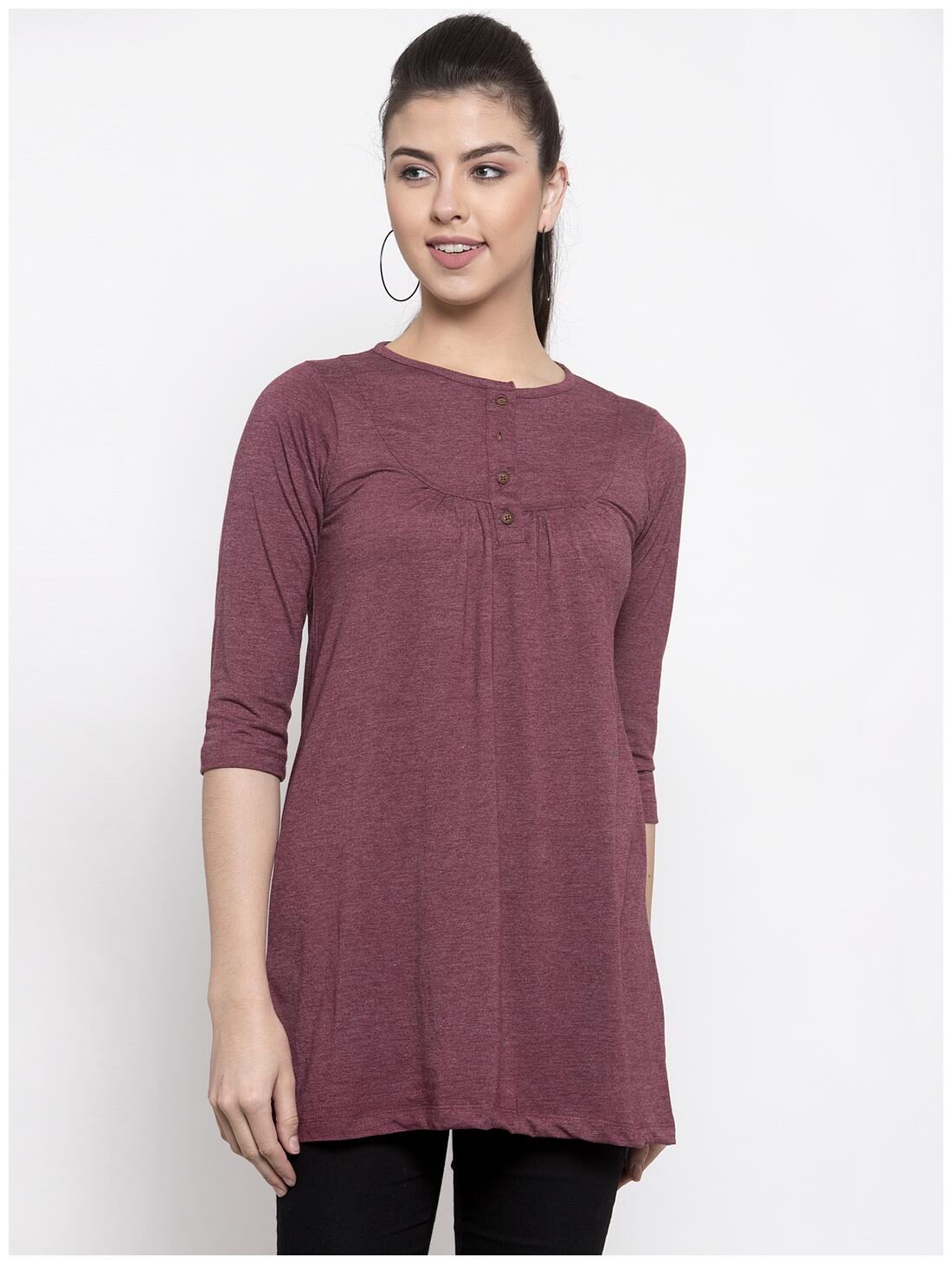 

Kalt Women Solid Regular tunic - Maroon