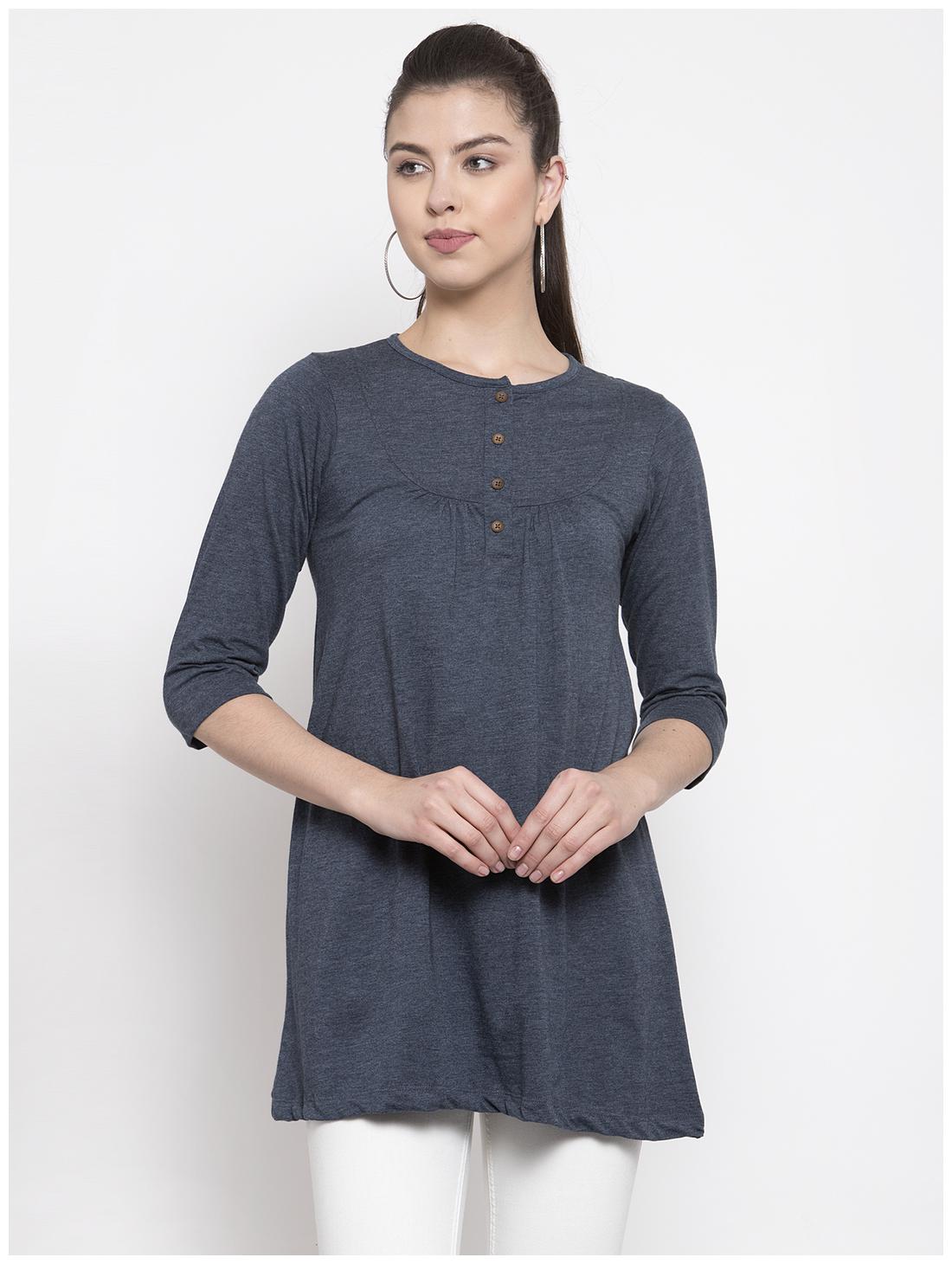 

Kalt Women Solid Regular tunic - Blue