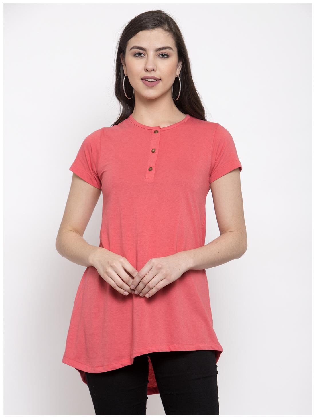 

Kalt Women Solid Regular tunic - Peach