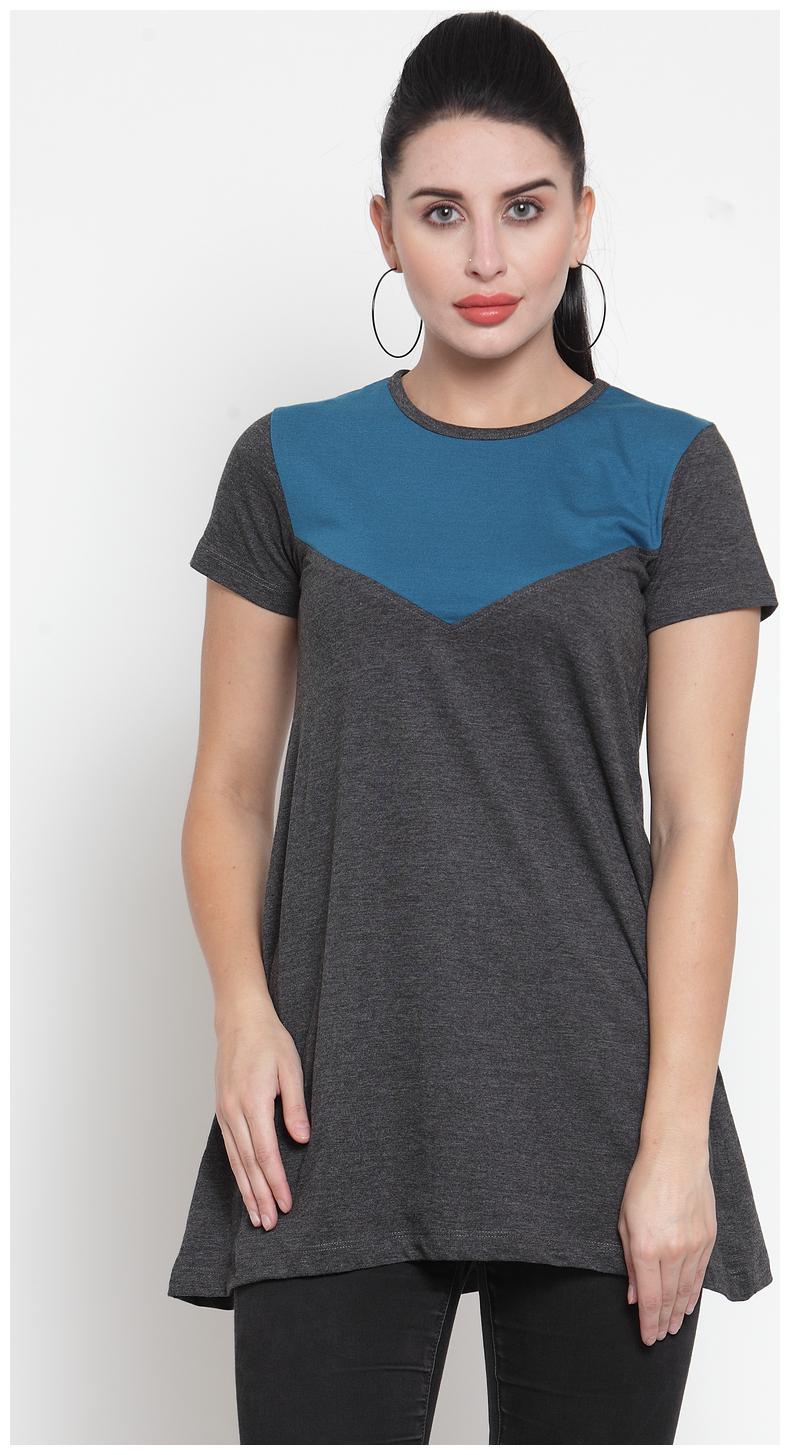 

Kalt Women Round Neck Half Sleeves Cotton Blend Tunic