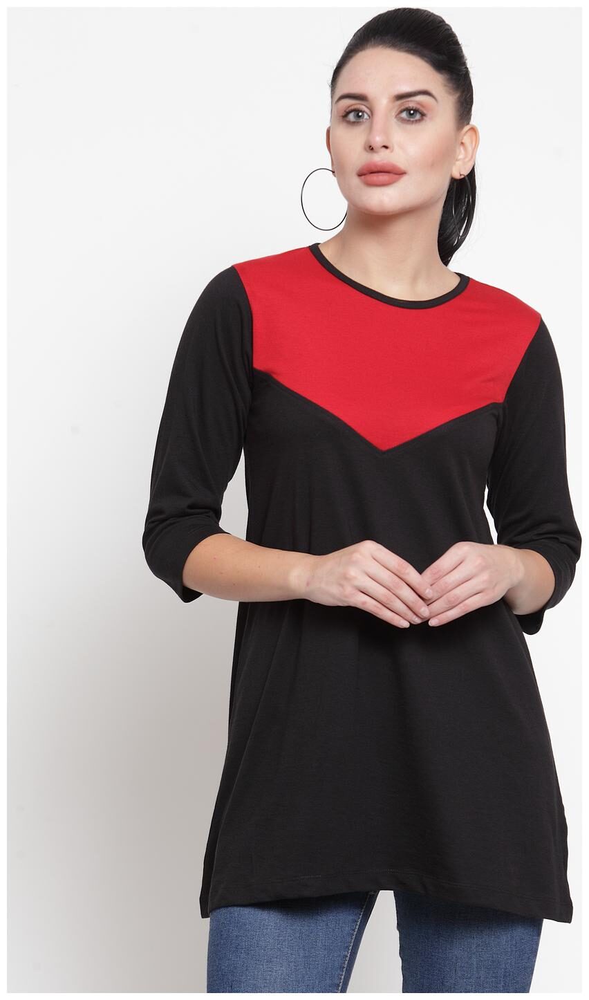 

Kalt Women Solid Regular tunic - Black Red