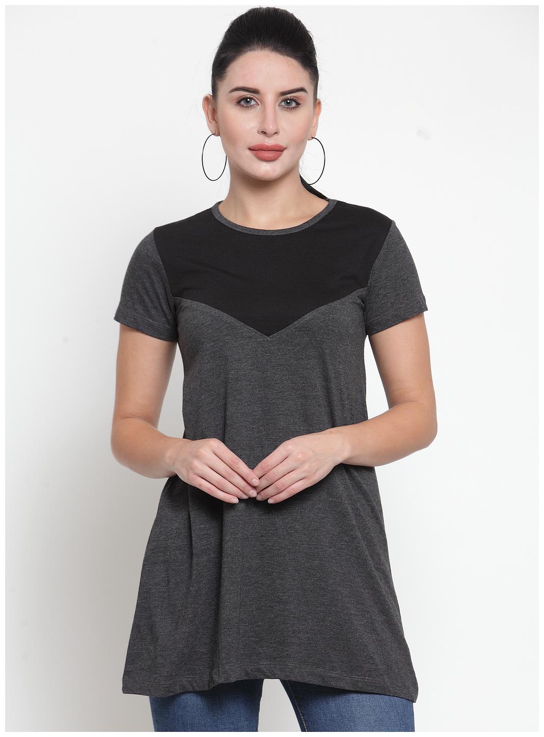 

Kalt Women Round Neck Half Sleeves Cotton Blend Tunic