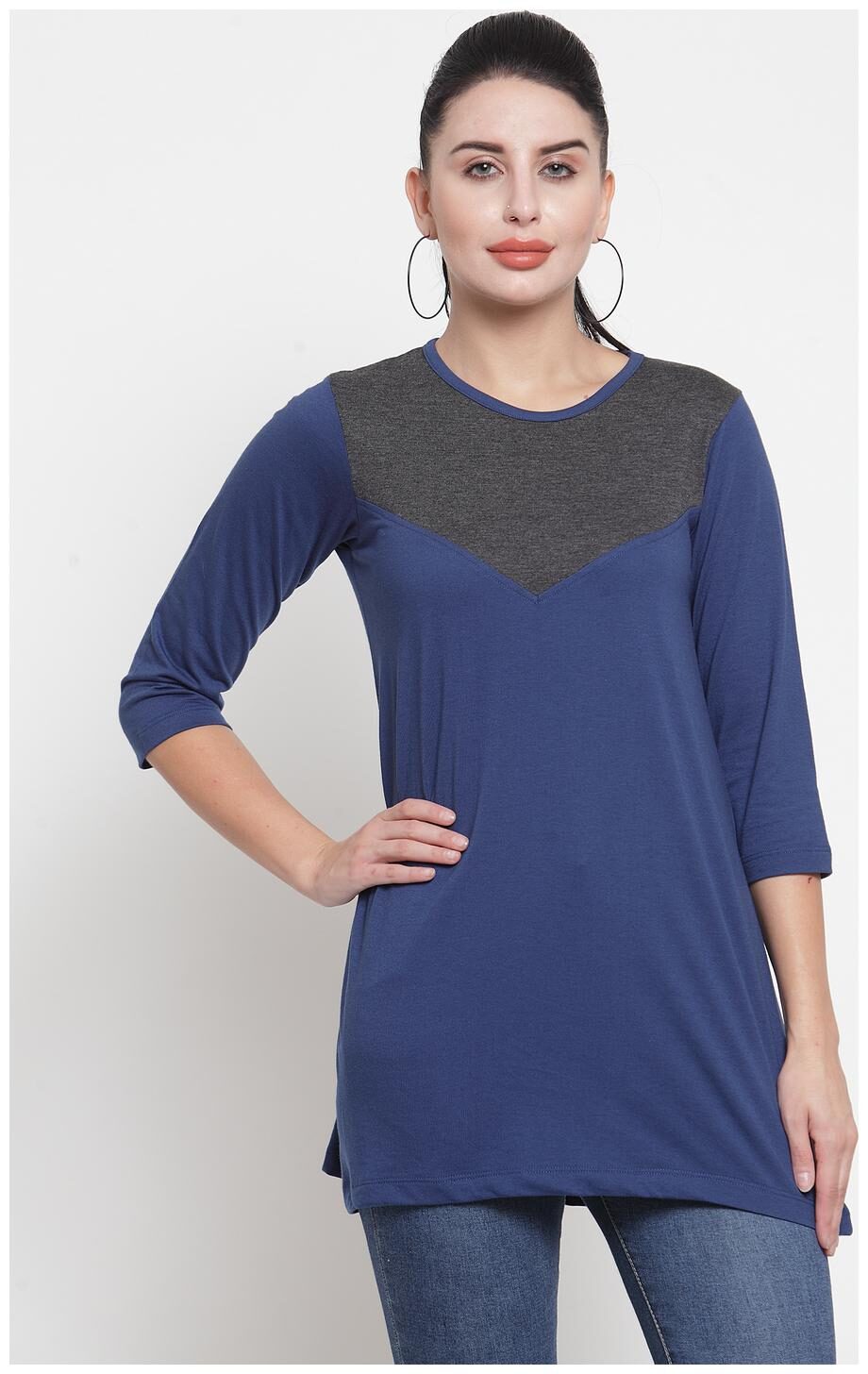 

Kalt Women Solid Regular tunic - Grey Blue