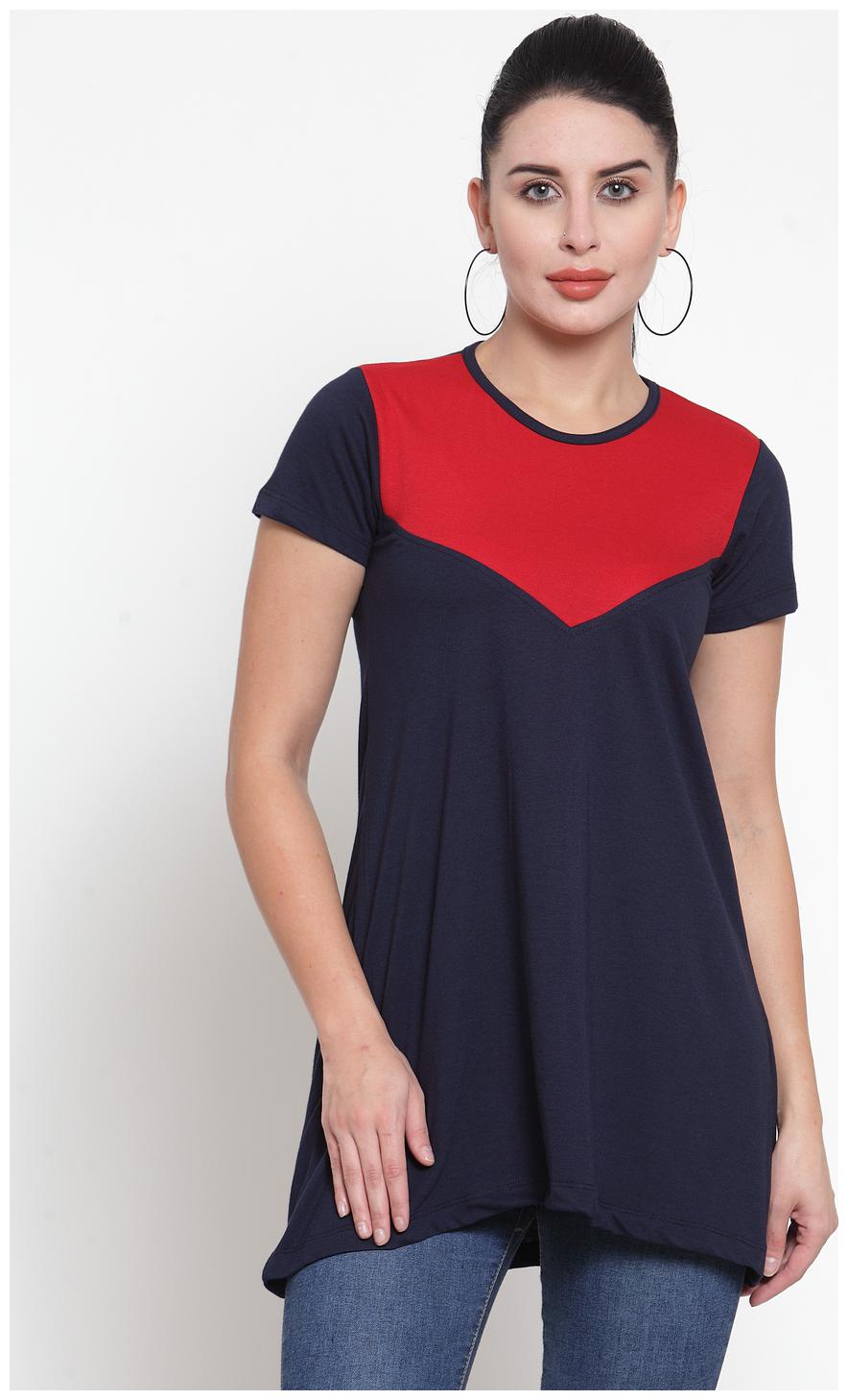 

Kalt Women Round Neck Half Sleeves Cotton Blend Tunic