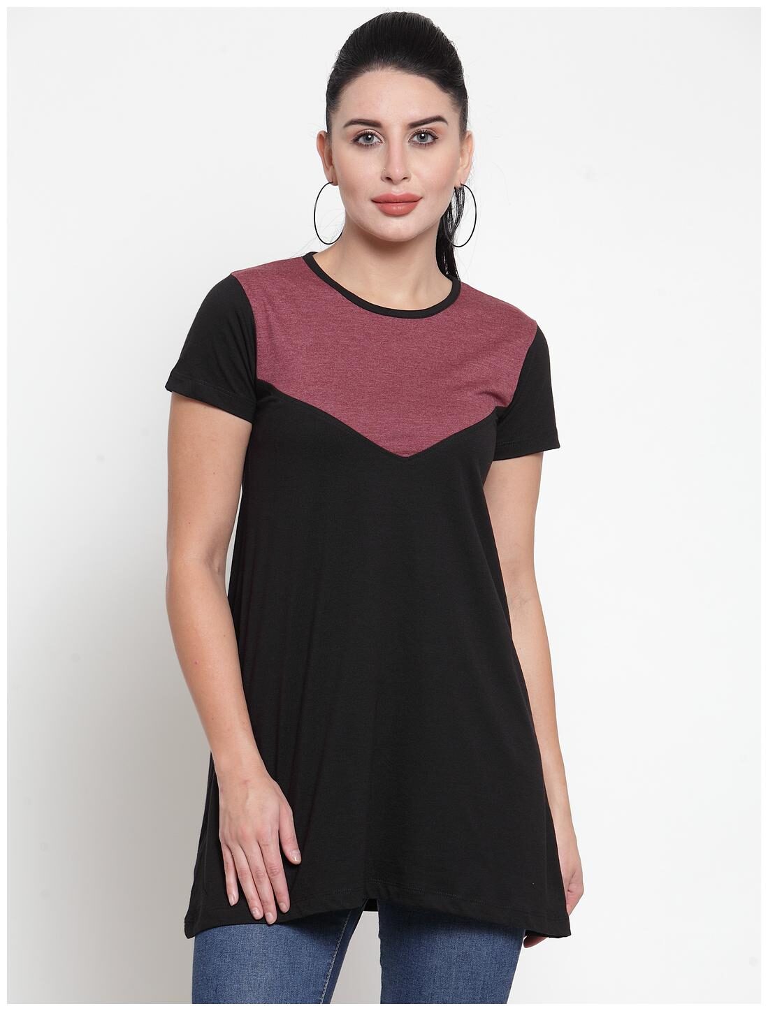 

Kalt Women Round Neck Half Sleeves Cotton Blend Tunic