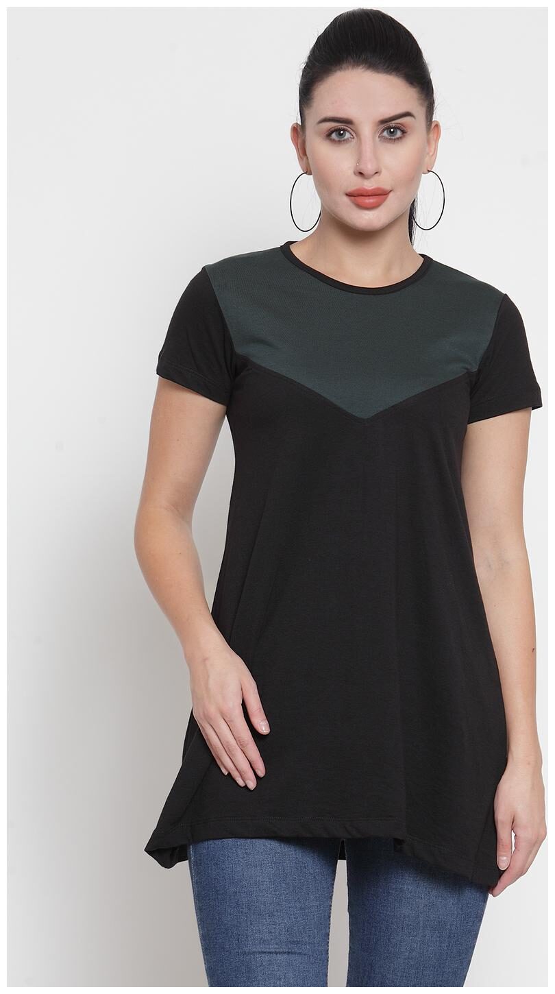 

Kalt Women Round Neck Half Sleeves Cotton Blend Tunic