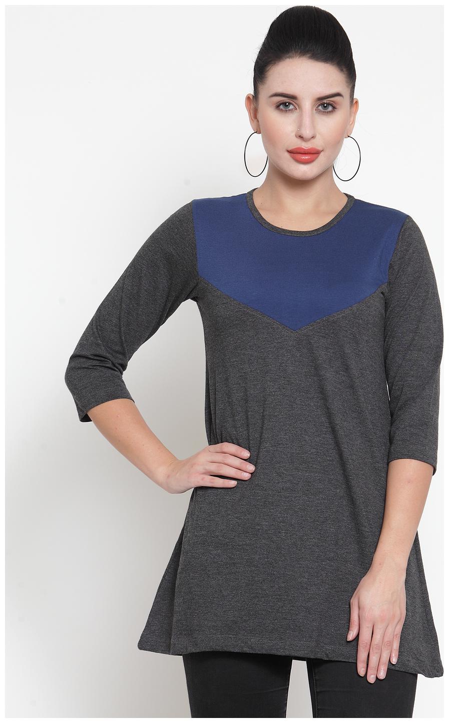 

Kalt Women Solid Regular tunic - Grey Blue