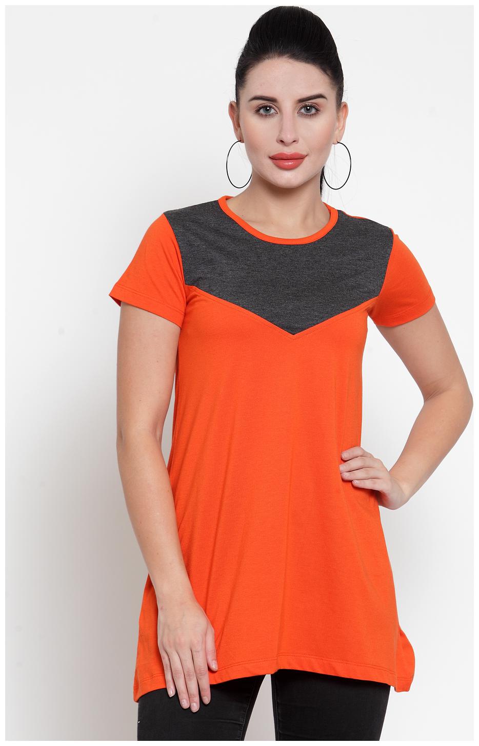 

Kalt Women Round Neck Half Sleeves Cotton Blend Tunic