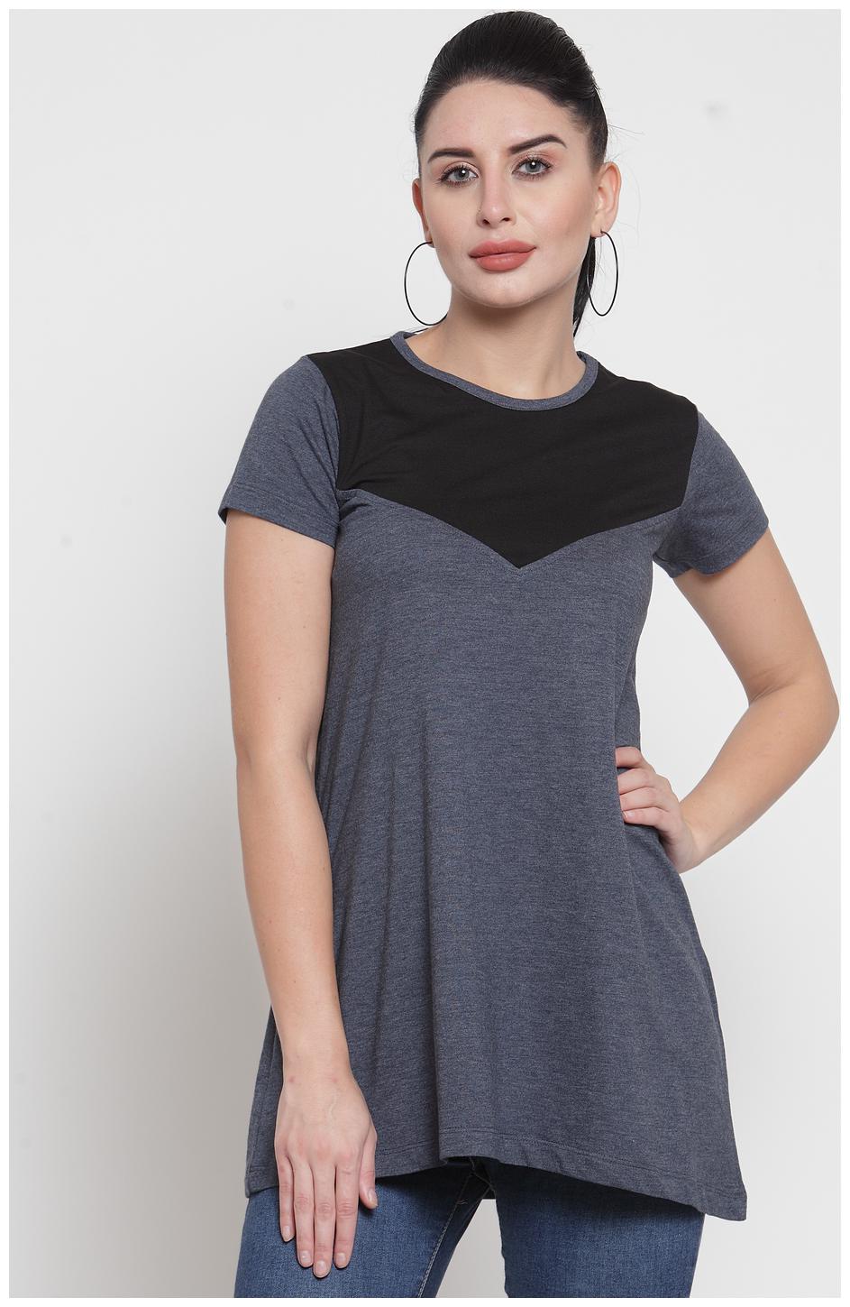 

Kalt Women Round Neck Half Sleeves Cotton Blend Tunic
