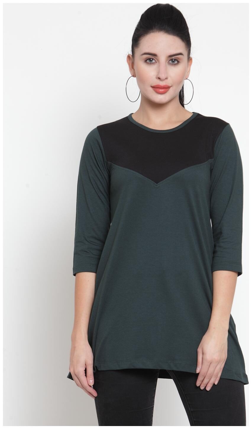 

Kalt Women Solid Regular tunic - Green Black