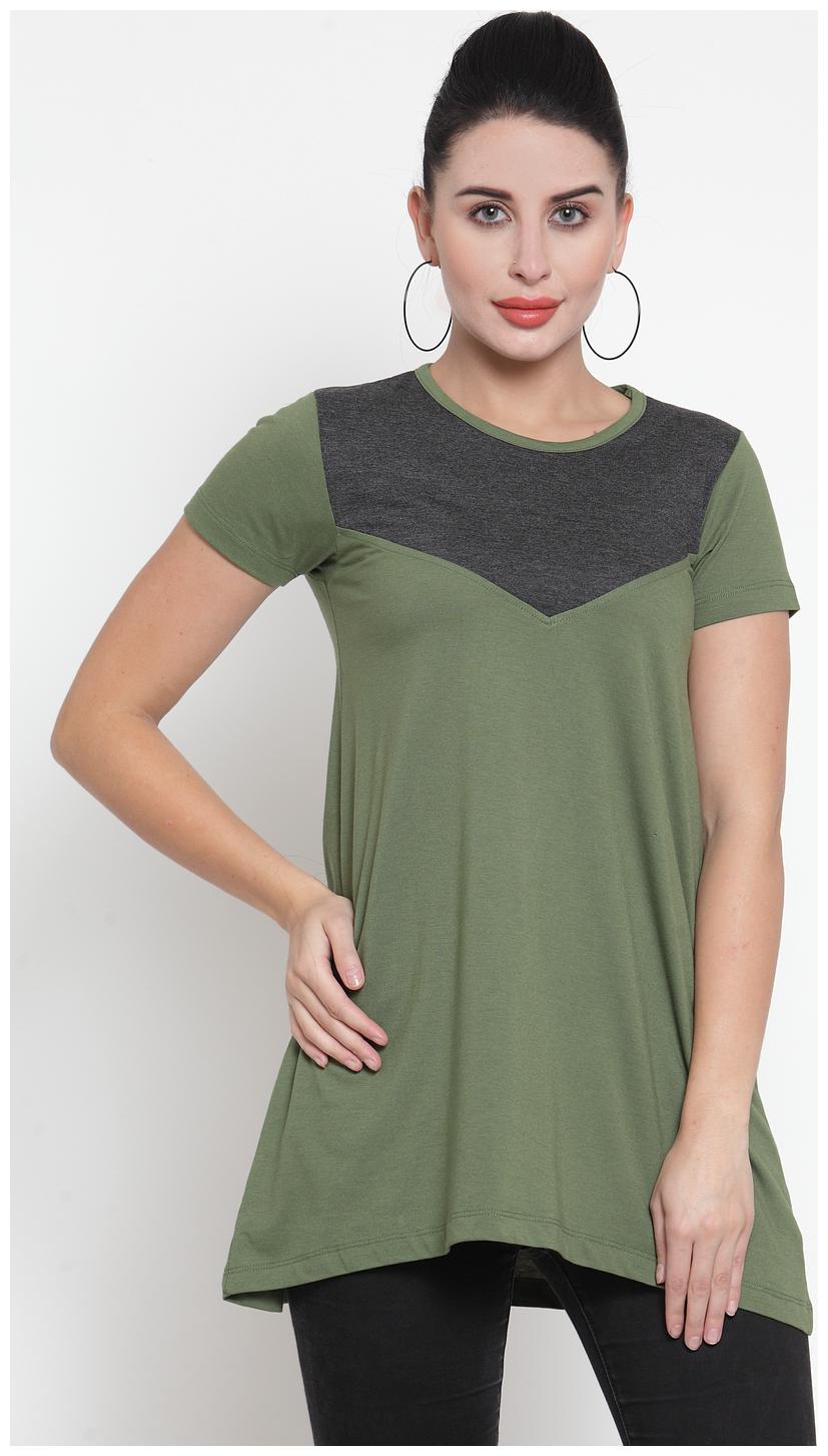 

Kalt Women Round Neck Half Sleeves Cotton Blend Tunic