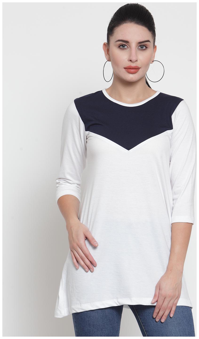 

Kalt Women Solid Regular tunic - Black White