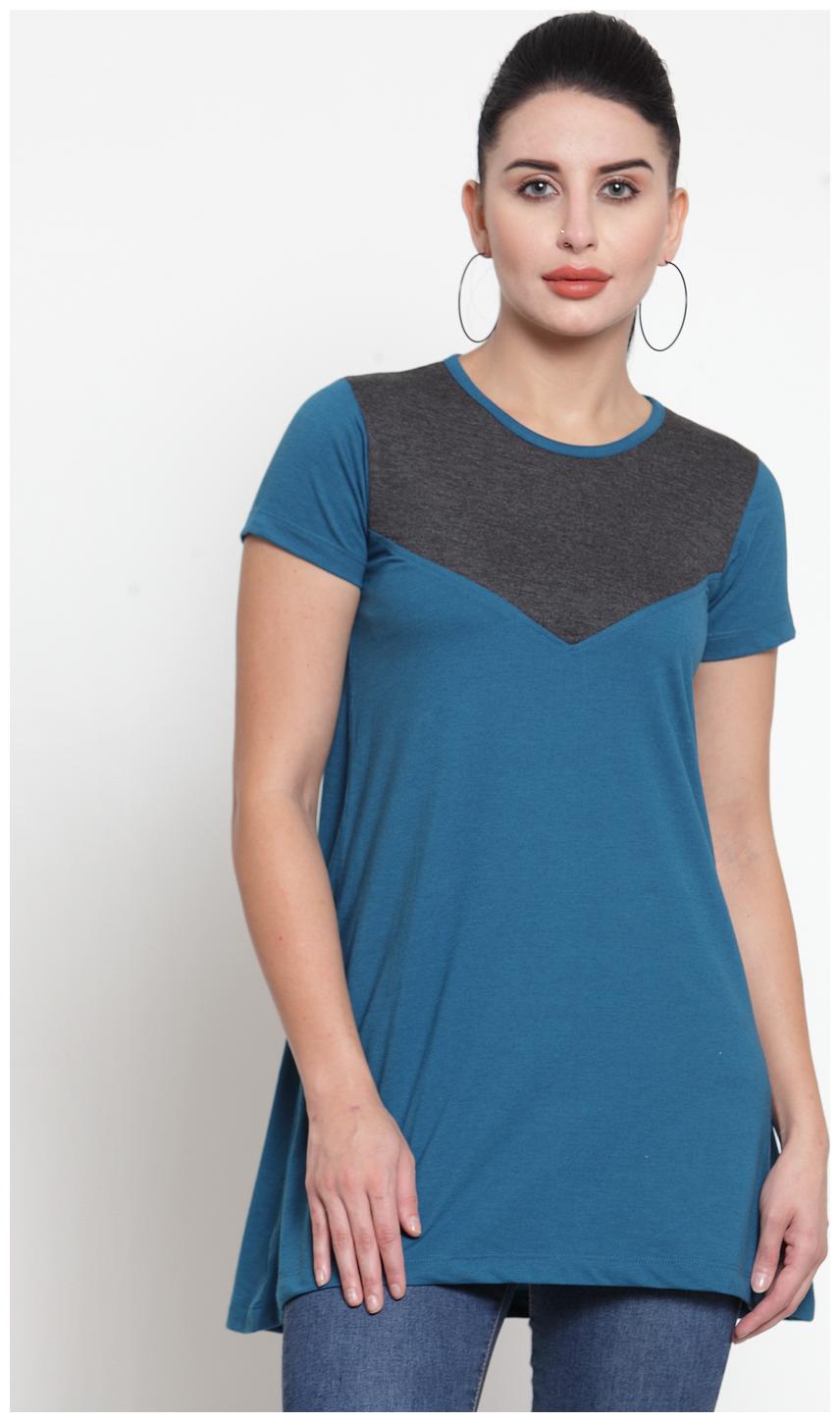 

Kalt Women Round Neck Half Sleeves Cotton Blend Tunic