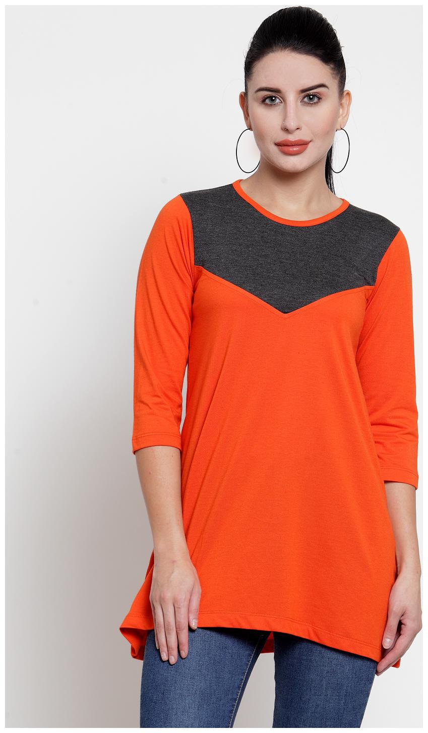 

Kalt Women Solid Regular tunic - Black Orange