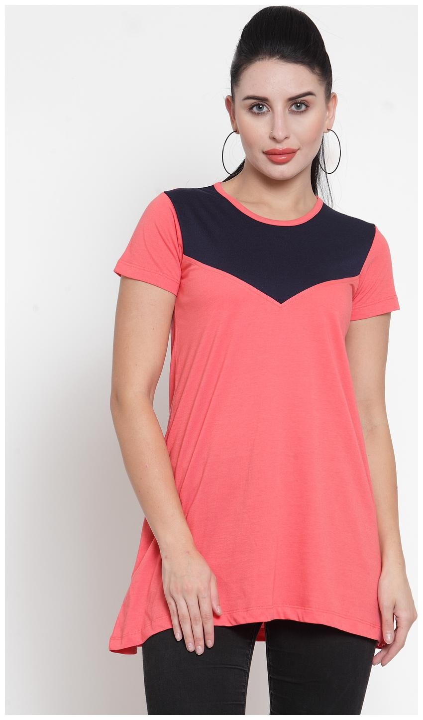 

Kalt Women Round Neck Half Sleeves Cotton Blend Tunic