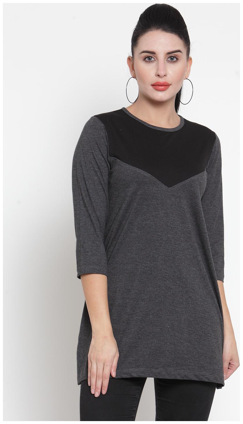 

Kalt Women Solid Regular tunic - Grey Black