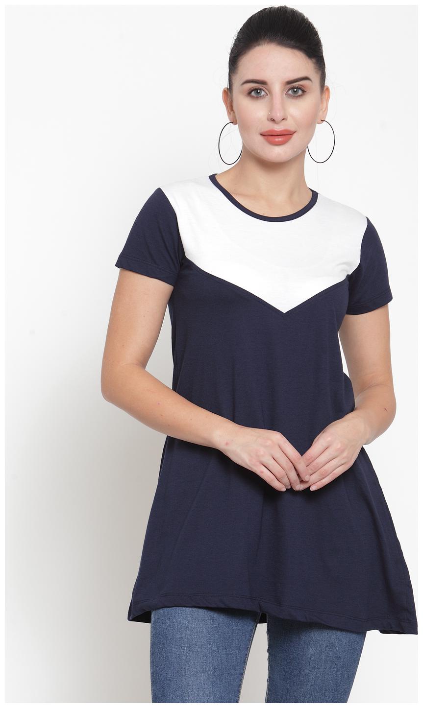 

Kalt Women Round Neck Half Sleeves Cotton Blend Tunic