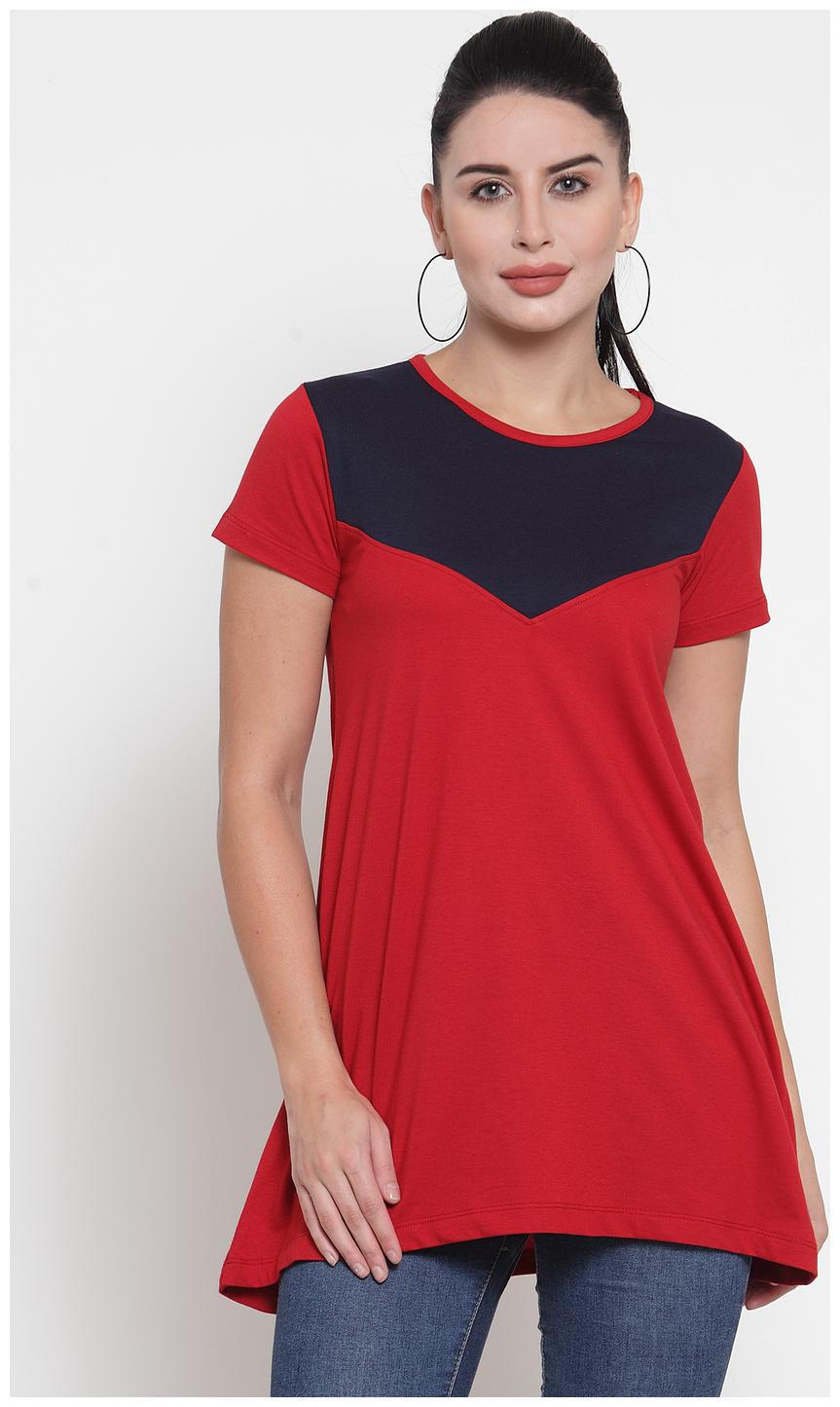

Kalt Women Round Neck Half Sleeves Cotton Blend Tunic