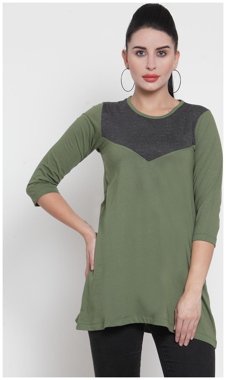 

Kalt Women Solid Regular tunic - Black Green