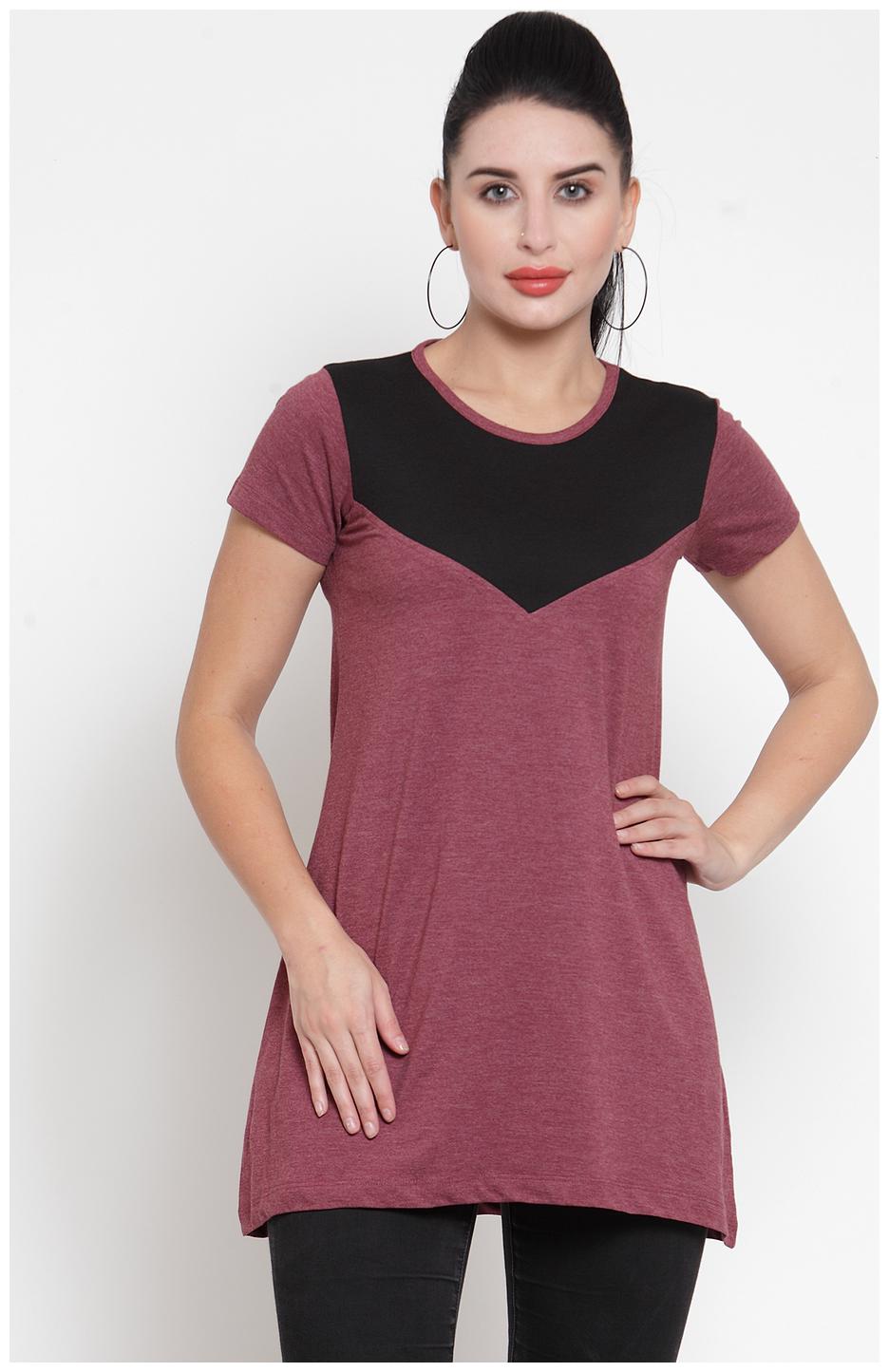 

Kalt Women Round Neck Half Sleeves Cotton Blend Tunic
