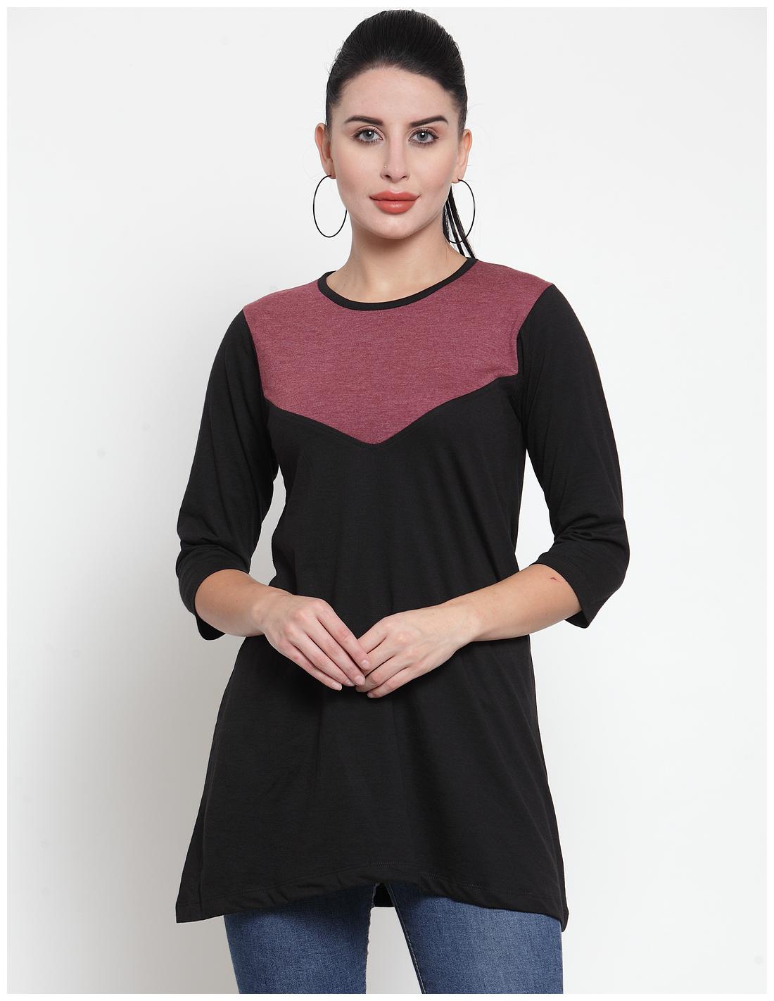 

Kalt Women Solid Regular tunic - Black Pink