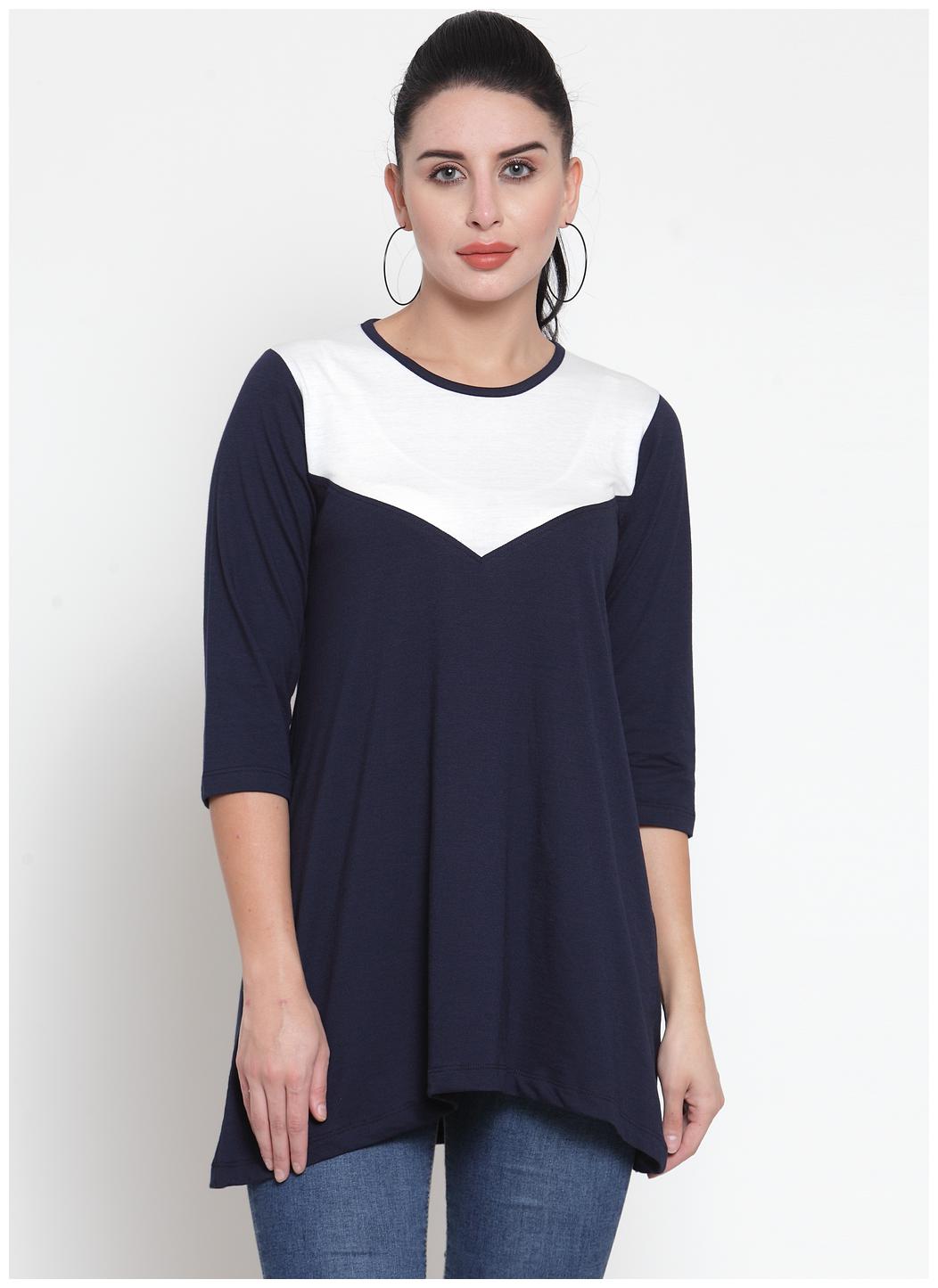 

Kalt Women Solid Regular tunic - Black White