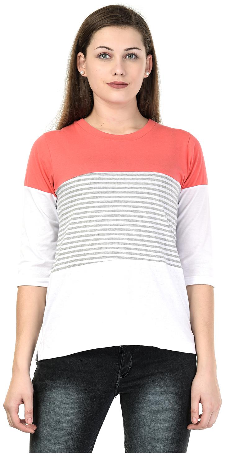 

Kalt Women Pink Regular fit Round neck Cotton Blended T shirt