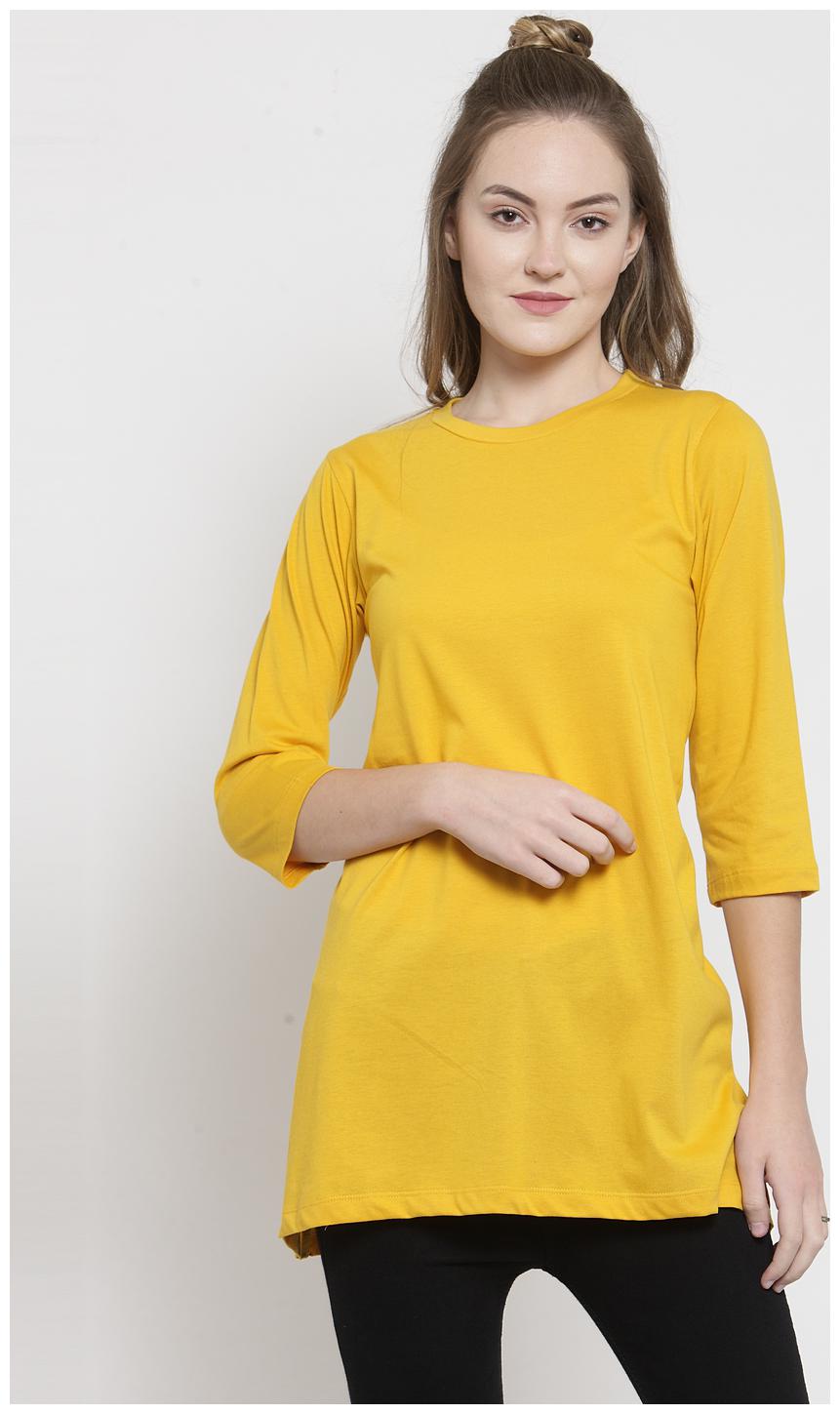 

Kalt Women Solid Regular tunic - Yellow