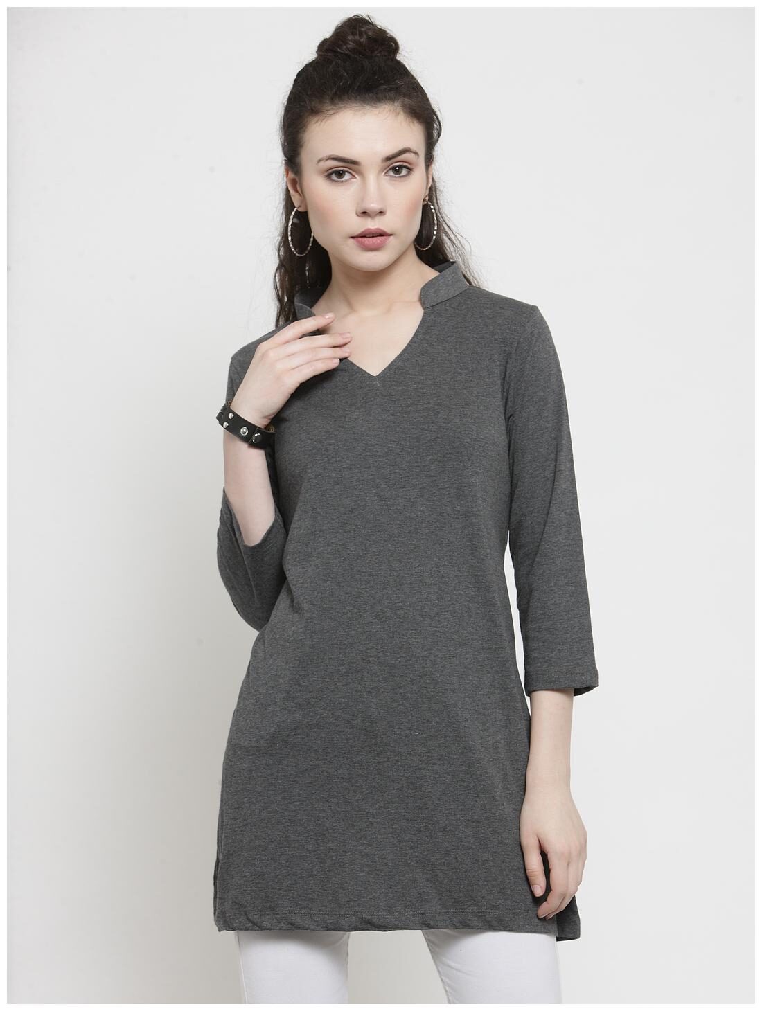 

Kalt Women Solid Regular tunic - Grey