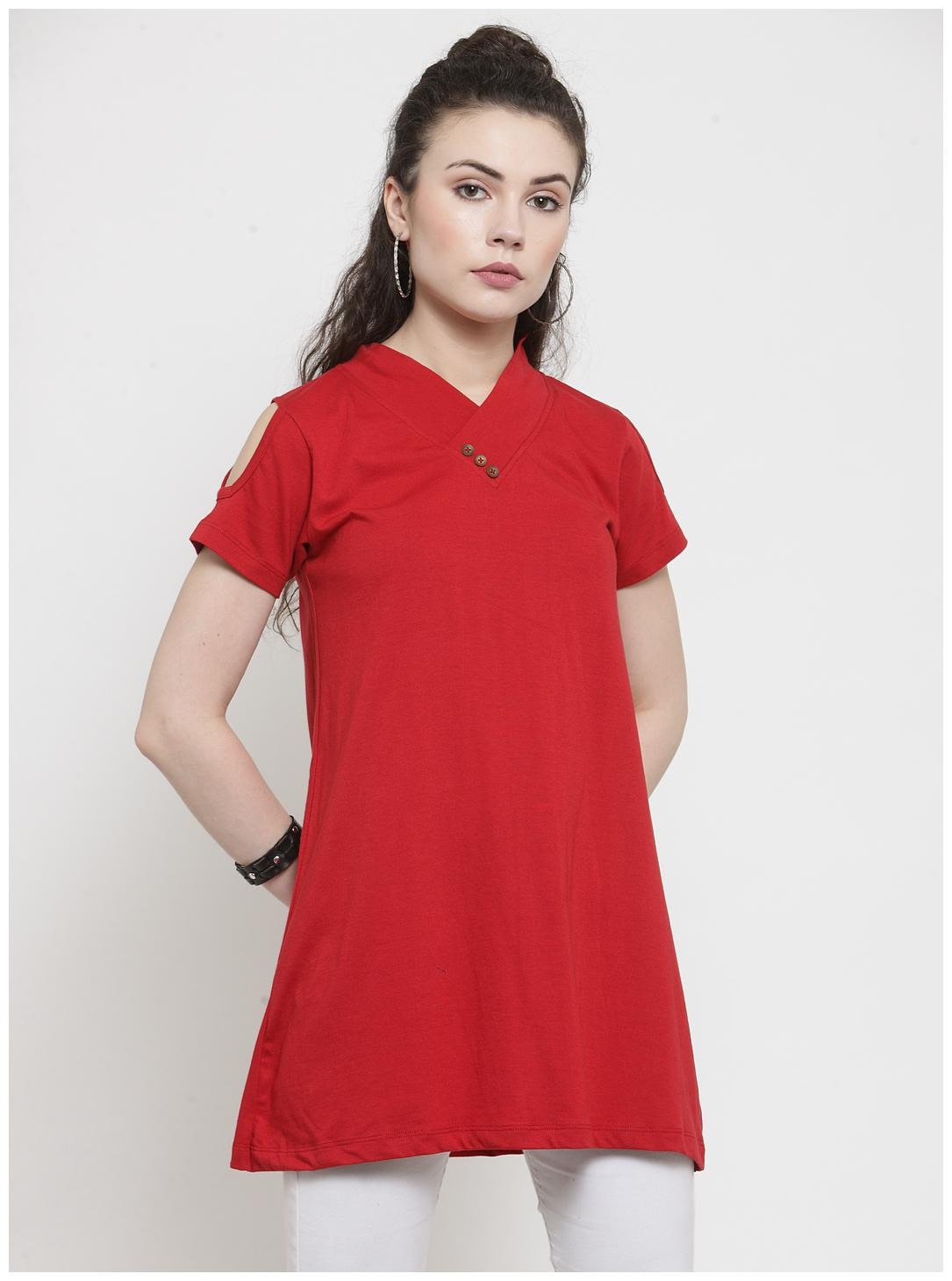 

Kalt Women Solid Regular tunic - Red