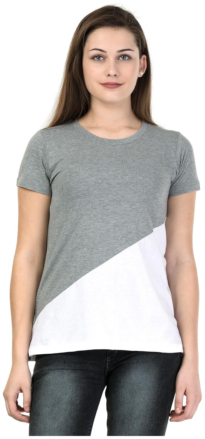 

Kalt Women White Regular fit Round neck Cotton Blended T shirt