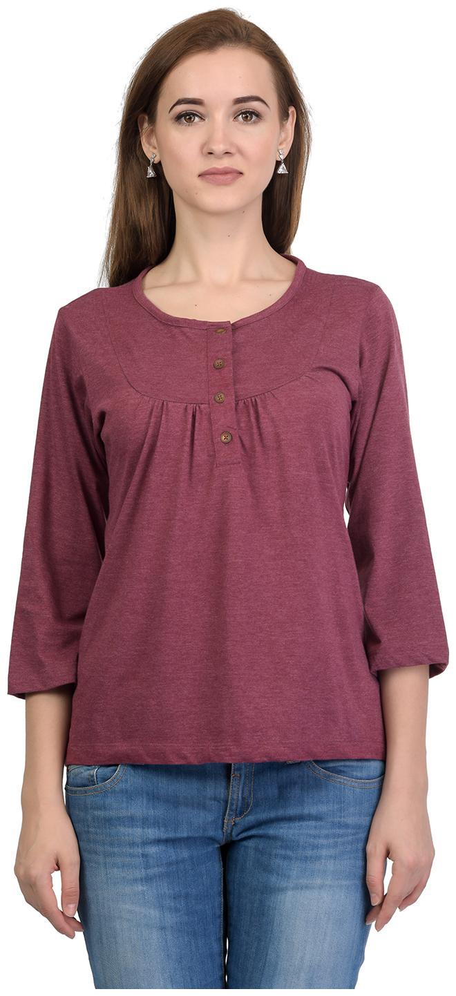 

Kalt Women Solid Regular top - Maroon Multi