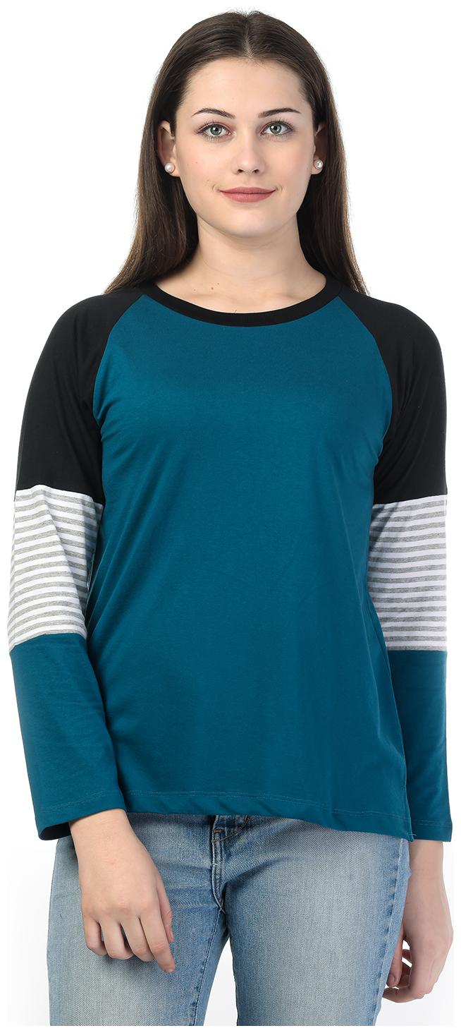 

Kalt Women Blue Regular fit Round neck Cotton Blended T shirt