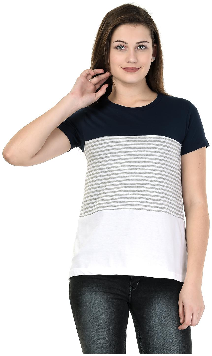 

Kalt Women Navy Regular fit Round neck Cotton Blended T shirt