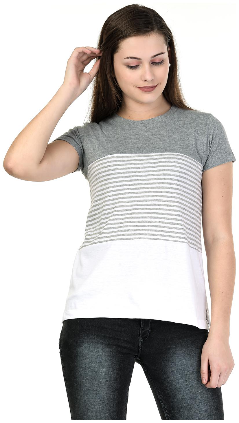 

Kalt Women Grey Regular fit Round neck Cotton Blended T shirt