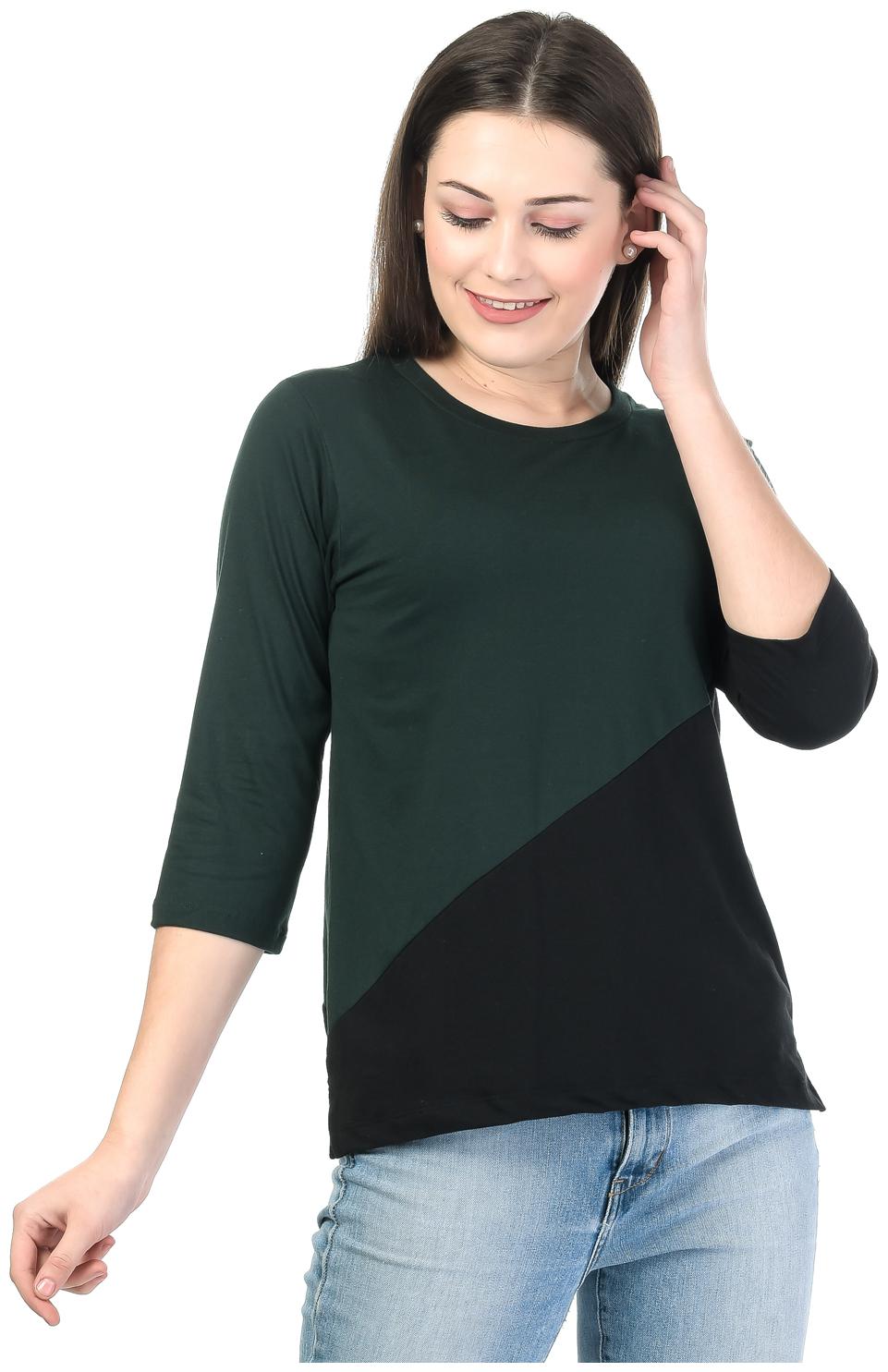 

Kalt Women Black Regular fit Round neck Cotton Blended T shirt