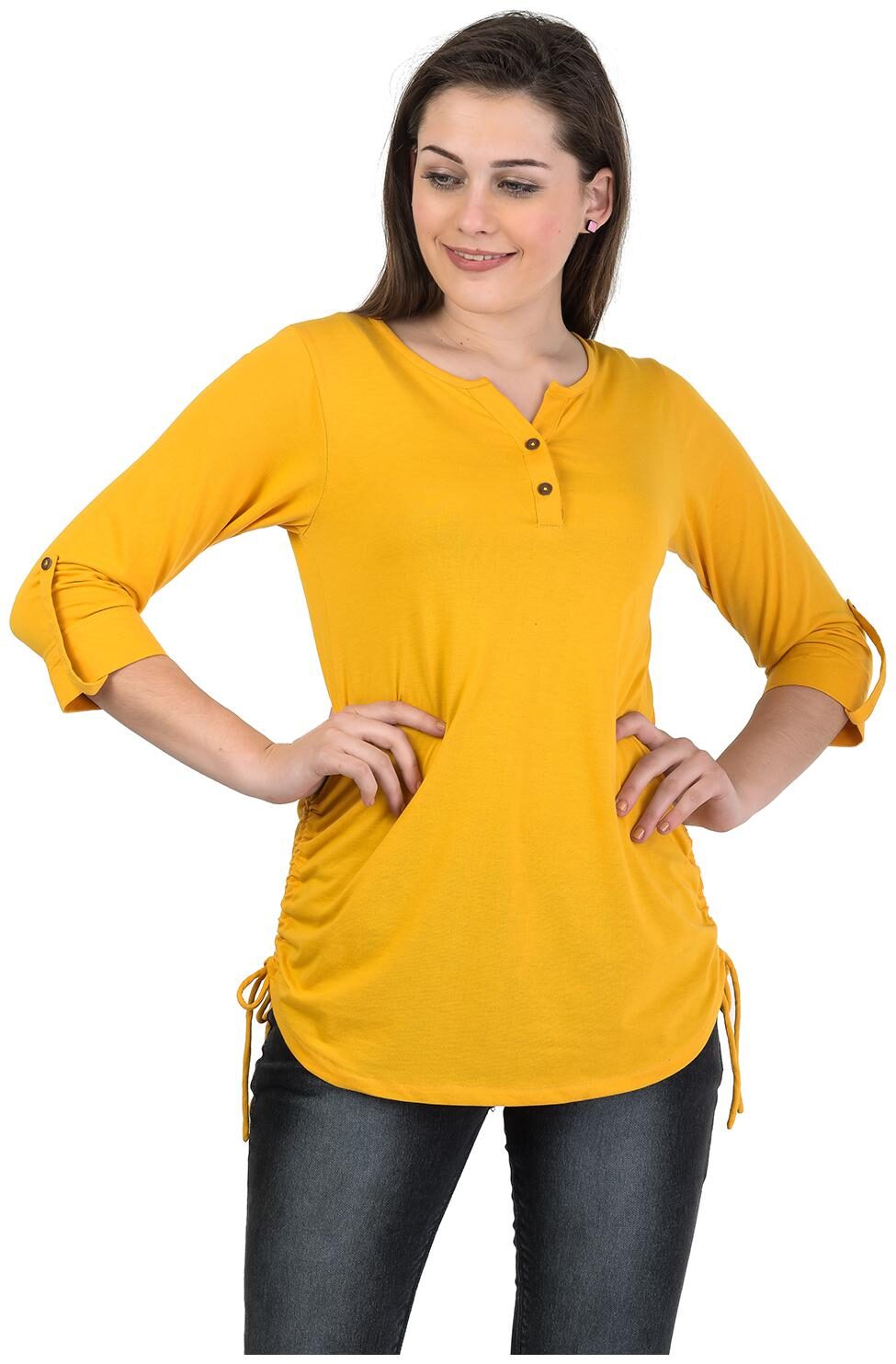 

Kalt Women Solid Regular tunic - Yellow