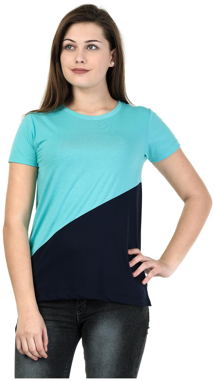 

Kalt Women Black Regular fit Round neck Cotton Blended T shirt