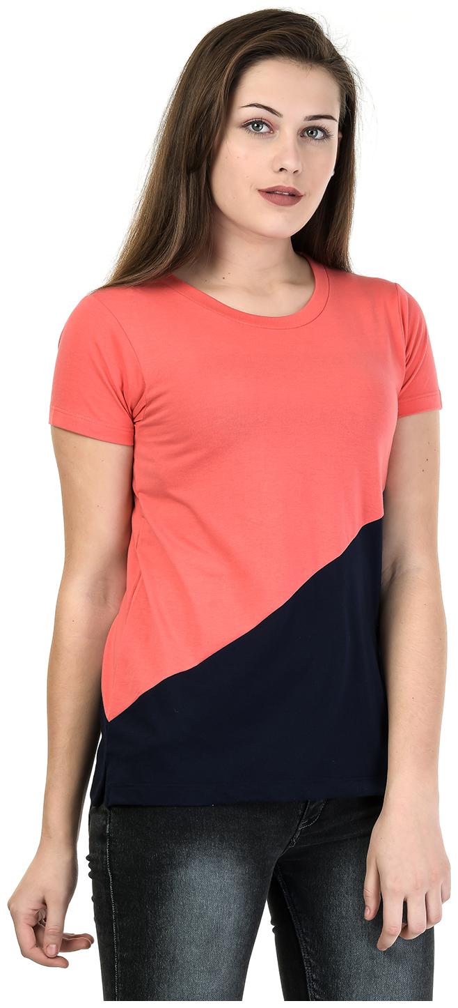 

Kalt Women Pink Regular fit Round neck Cotton Blended T shirt