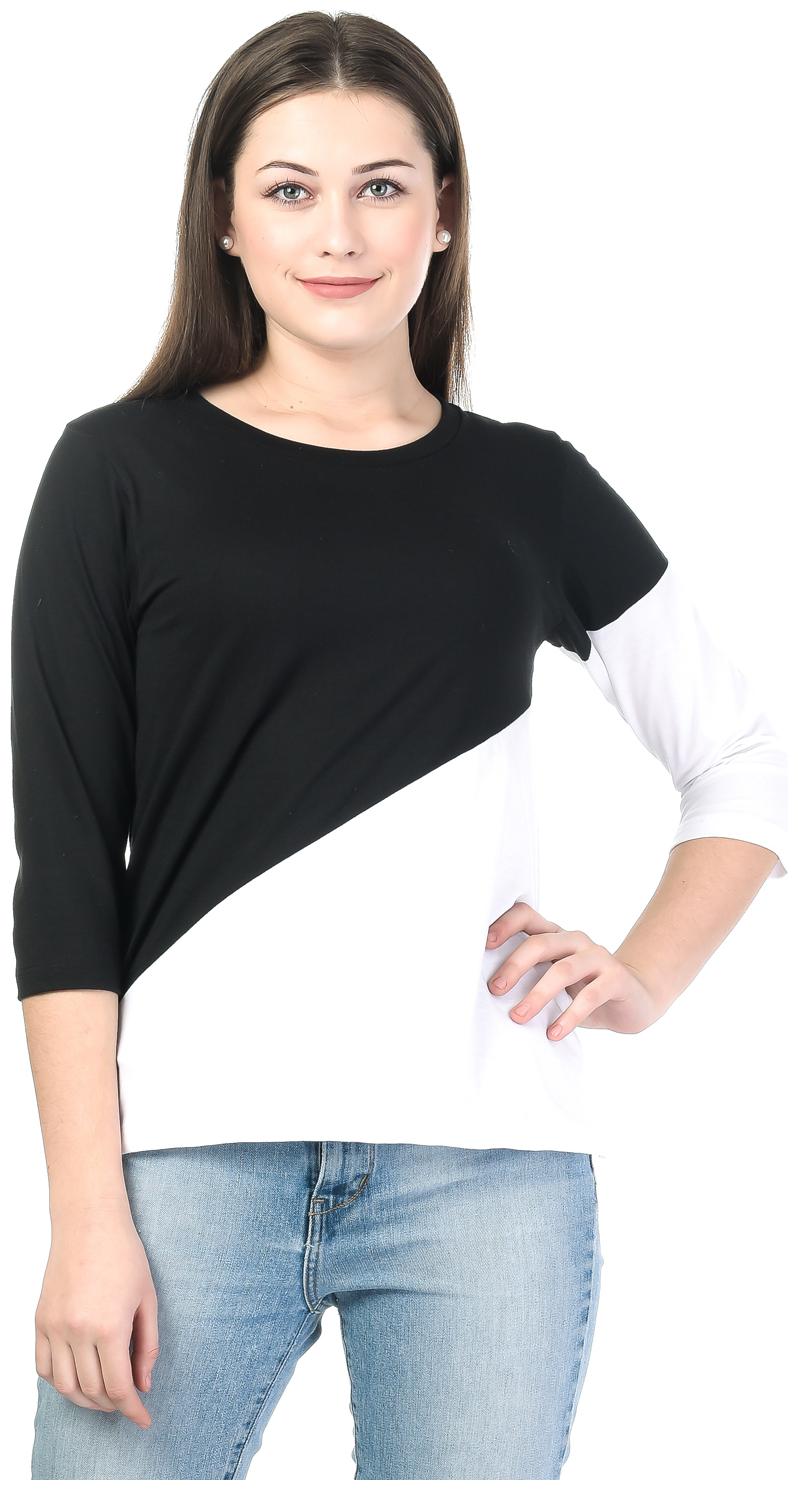 

Kalt Women White Regular fit Round neck Cotton Blended T shirt