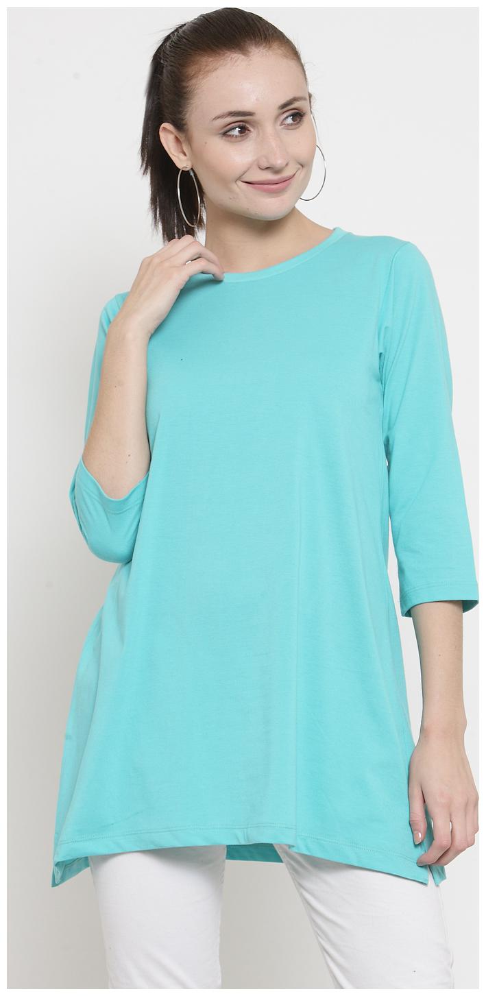 

Kalt Women s Round Neck 3 4th Sleeves Cotton Blend Tunic